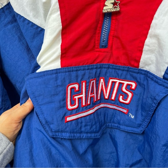 NFL Pro Line Starter Red White and Blue New York Giants Vintage 1/4 Zip Jacket - Picture 2 of 5
